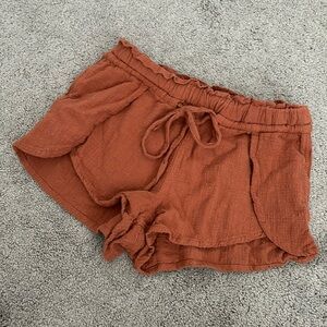 REWASH Burnt Sienna Orange Cotton Shorts